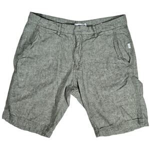 Onia Heather‎ Green Linen Blend 9" Shorts 30